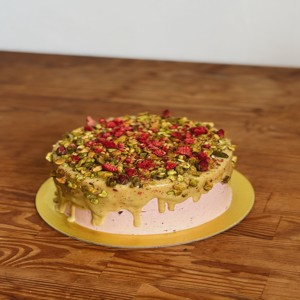 Rose, raspberry & pistachio cake